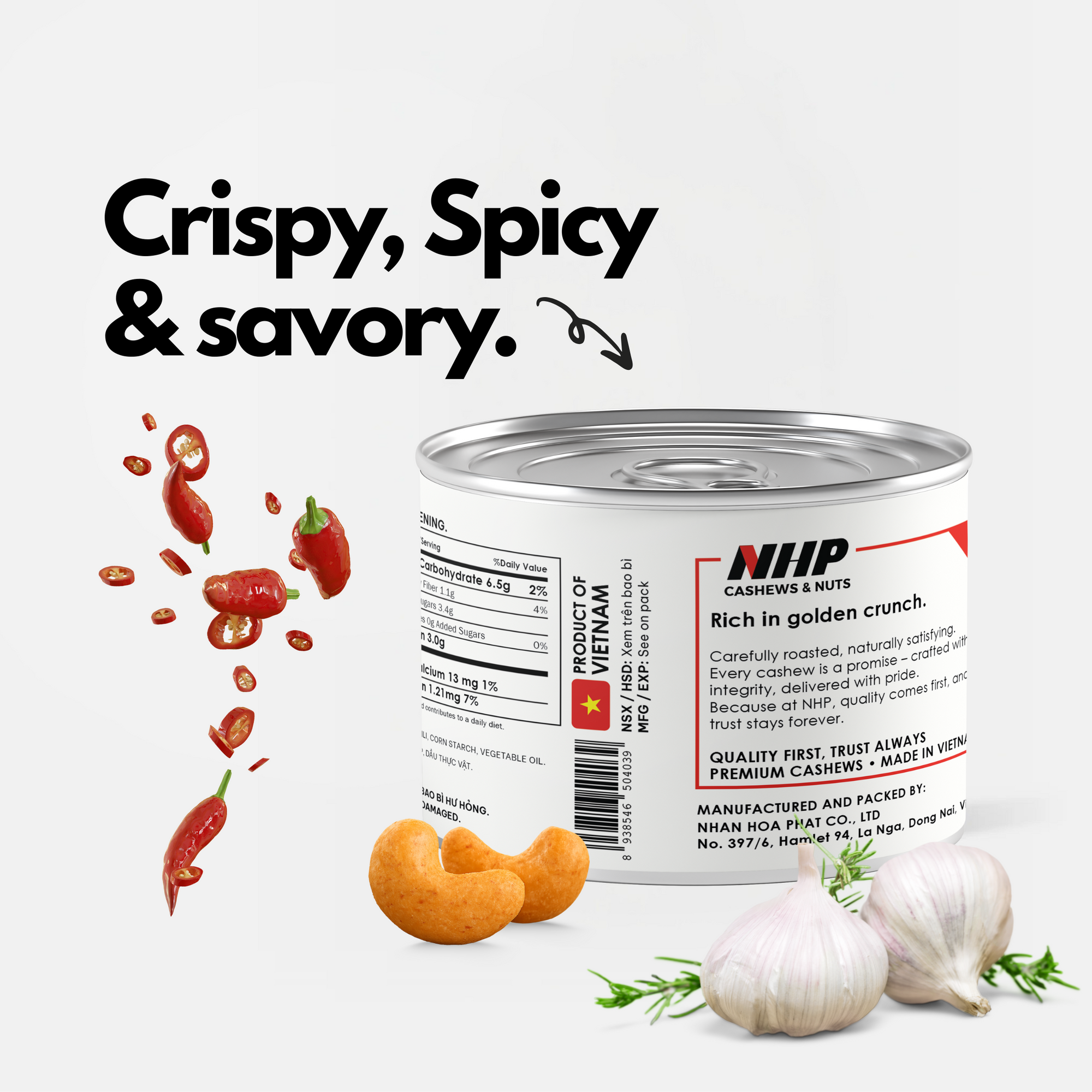 Garlic Chili Roasted Cashews 170G